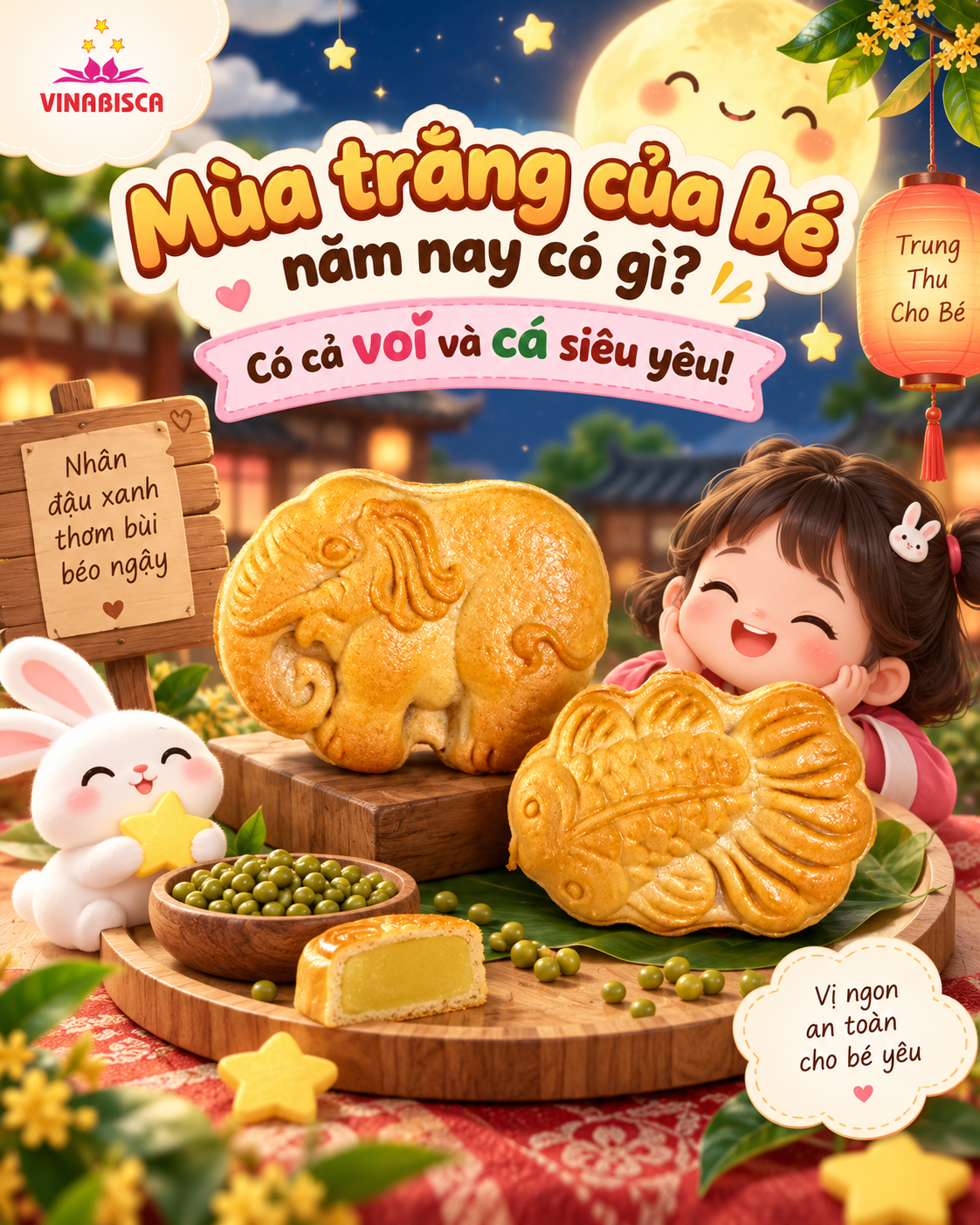 Bánh trung thu hình con vật ngộ nghĩnh đáng yêu