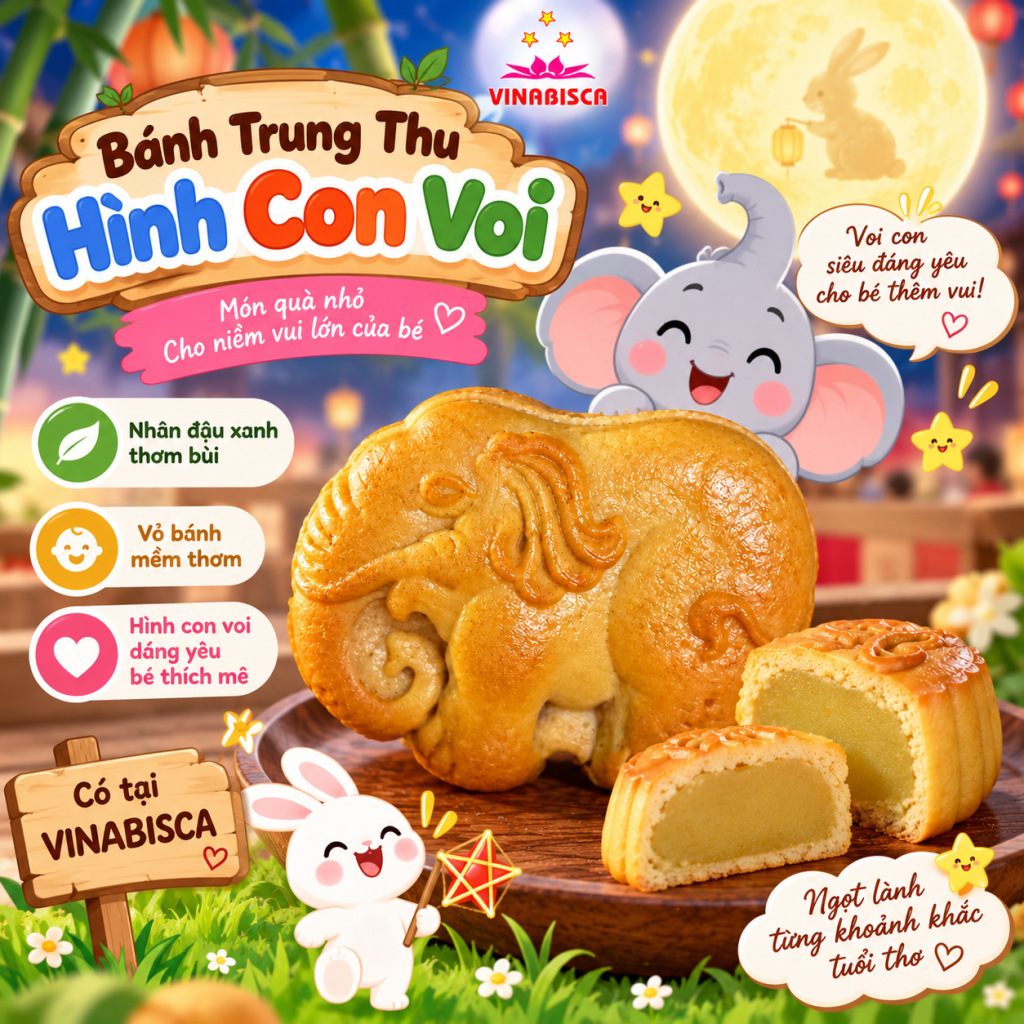 Bánh trung thu hình con voi đáng yêu