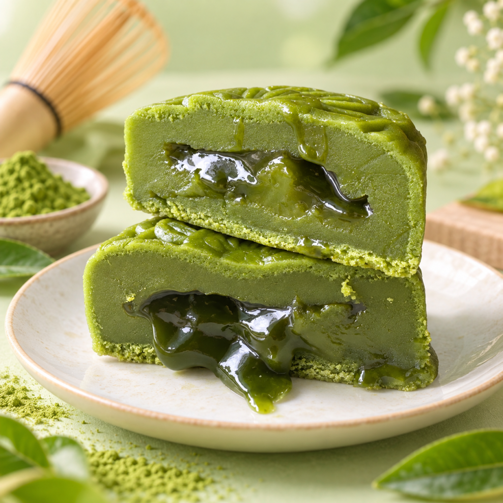 Sự kết hợp hoàn hảo giữa vỏ bánh mềm và nhân matcha tan chảy